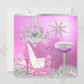 Glitter Pink High Hiel Shoes Champagne Party 2 Kaart (Achterkant)