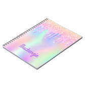 Glitter pink iridescent unicorn girl notitieboek (Linkerzijde)