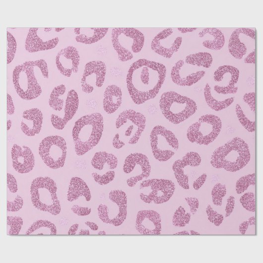 Glitter Pink Leopard Pattern Cadeaupapier (Vlak)