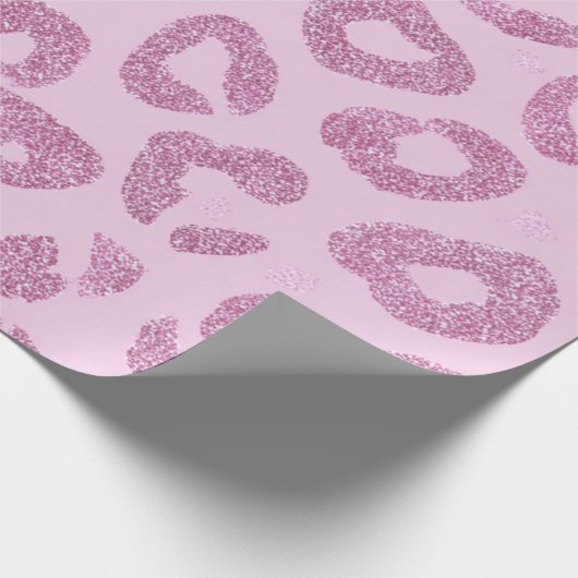 Glitter Pink Leopard Pattern Cadeaupapier (Hoek)