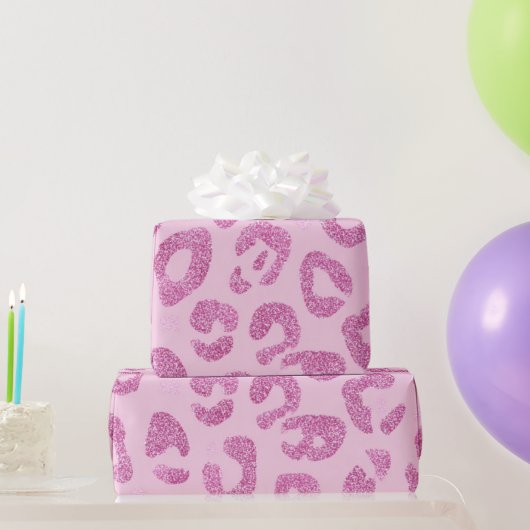 Glitter Pink Leopard Pattern Cadeaupapier (Feestgeschenken)