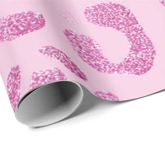 Glitter Pink Leopard Pattern Cadeaupapier (Rol Hoek)