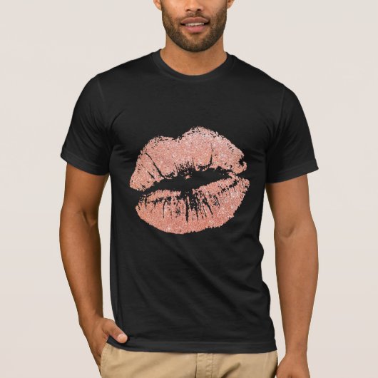 GLITTER Pink Lips Kiss T-shirts (Voorkant)