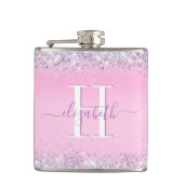Glitter Pink Monogram Heupfles (Voorkant)