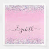 Glitter Pink Monogrammed Servet (Voorkant)
