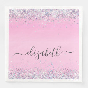 Glitter Pink Monogrammed Servet
