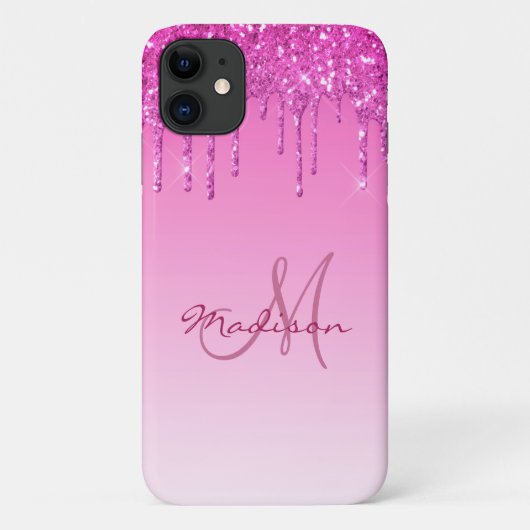 Glitter Pink Name Sparkles Glam Girly  Case-Mate iPhone Case (Achterkant)