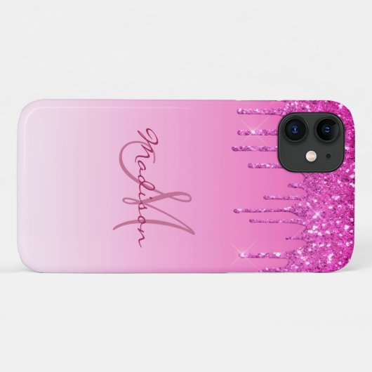 Glitter Pink Name Sparkles Glam Girly  Case-Mate iPhone Case (Achterkant (horizontaal))