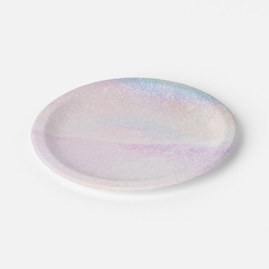 Glitter Pink Ombre Eenhoorn Prinses Holografisch Papieren Bordje (Gekanteld)