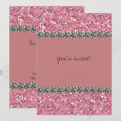 Glitter Pink op roze Rose Rhinestones Party Kaart (Voorkant / Achterkant)