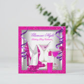 Glitter Pink Paars Glamor Night Martini Kaart (Staand voorkant)