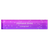 Glitter Pink Paars Monogram Naam Modern Ombre Naambordje (Voorkant)