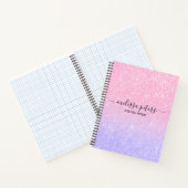 Glitter Pink Paarse  Glam Sparkle Name Notitieboek (Binnen)