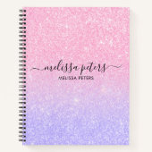 Glitter Pink Paarse  Glam Sparkle Name Notitieboek (Voorkant)