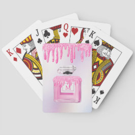 Glitter Pink Paint Perfume Monogram Pokerkaarten