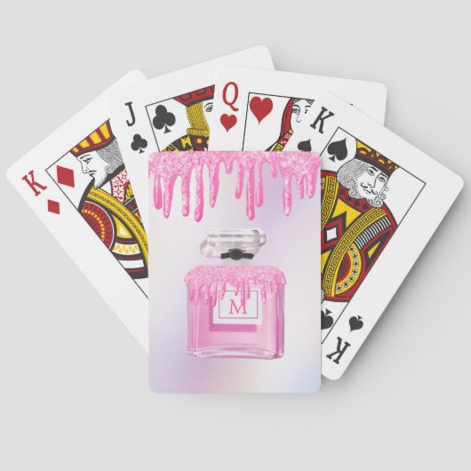 Glitter Pink Paint Perfume Monogram Pokerkaarten (Achterkant)