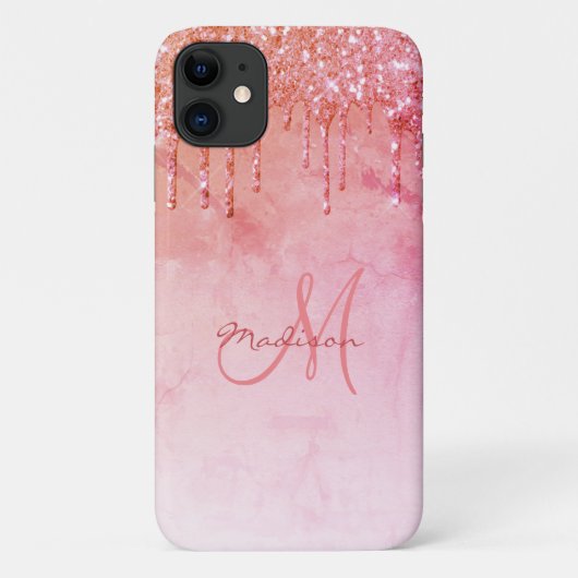 Glitter Pink Peach Name Sparkles Glam Girly Case-Mate iPhone Case (Achterkant)