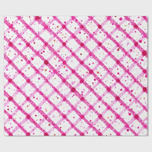 Glitter Pink Plaid Pattern Cadeaupapier (Vlak)