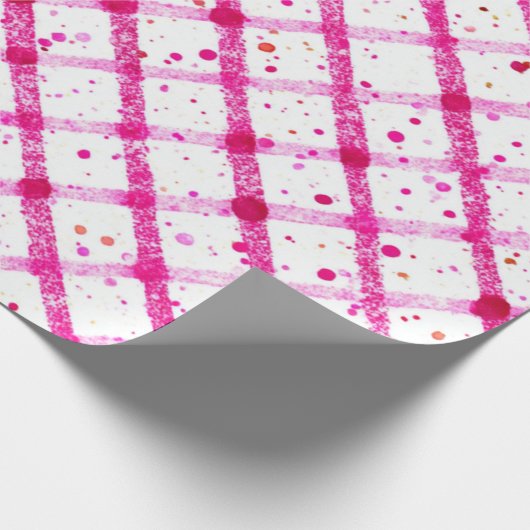 Glitter Pink Plaid Pattern Cadeaupapier (Hoek)