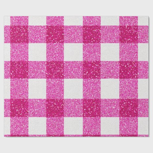 Glitter Pink Plaid Pattern Cadeaupapier (Vlak)