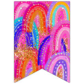 Glitter Pink Rainbow Gold Happy Birthday Vlaggetjes (Eerste vlag)