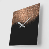 Glitter Pink Rose Gold Black Witte Abstratum Vierkante Klok (Hoek)
