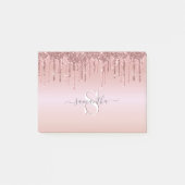 Glitter Pink Rose Gold Monogram Naam Post-it® Notes (Voorkant)