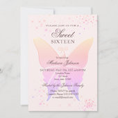 Glitter Pink Sweet 16 Verjaardag Uitnodiging (Voorkant)