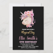 Glitter Pink Unicorn Birthday Kaart (Voorkant)