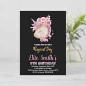 Glitter Pink Unicorn Birthday Kaart (Staand voorkant)