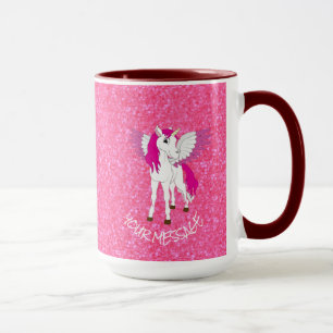 Glitter Pink Unicorn Mok