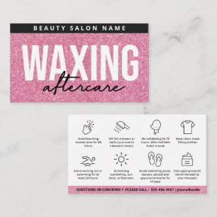 Glitter Pink Waxing Aftercare Card Hair Verwijdere Visitekaartje