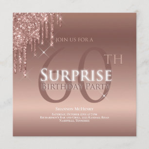Glitter Pink White 60th Surprise Birthday Kaart