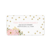 Glitter Pioen Bruiloft Labels (Voorkant)