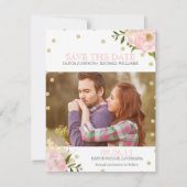 Glitter Pioen Save the Date Aankondigingen (Voorkant)