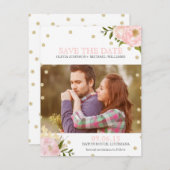 Glitter Pioen Save the Date Aankondigingen (Voorkant / Achterkant)