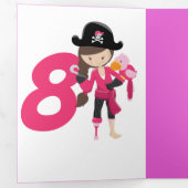 glitter piraat meisje 8e verjaardag drieluik kaart (Binnenzijde eerst)