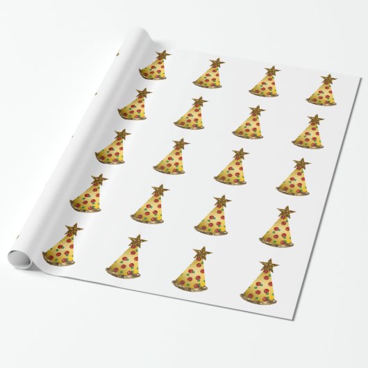 glitter pizza kerstboom cadeaupapier (Uitgerold)