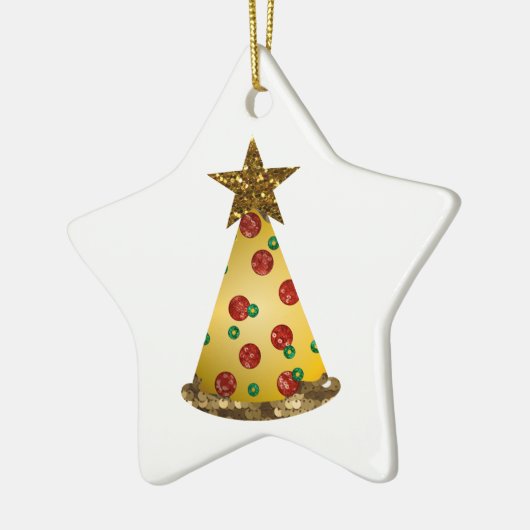 glitter pizza kerstboom keramisch ornament (Links)