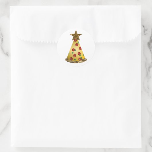 glitter pizza kerstboom ronde sticker (Tas)
