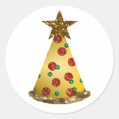 glitter pizza kerstboom ronde sticker (Voorkant)