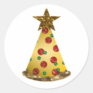 glitter pizza kerstboom ronde sticker