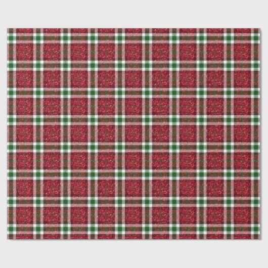 Glitter Plaid Christmas Cadeaupapier (Vlak)