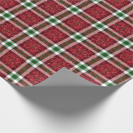 Glitter Plaid Christmas Cadeaupapier (Hoek)