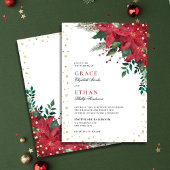 Glitter Poinsettia Rode Bloemen Kerstbruiloft Kaart