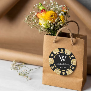 Glitter Poker Chip Casino Weddenschap Ronde Sticker