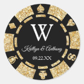 Glitter Poker Chip Casino Weddenschap Ronde Sticker (Voorkant)