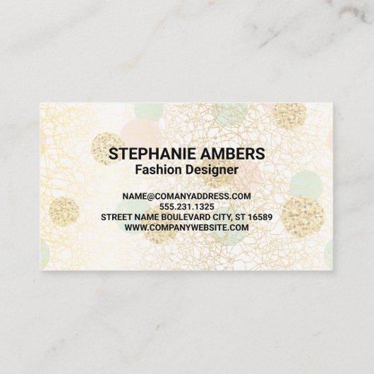 Glitter Polka Dot Pattern Visitekaartje (Achterkant)