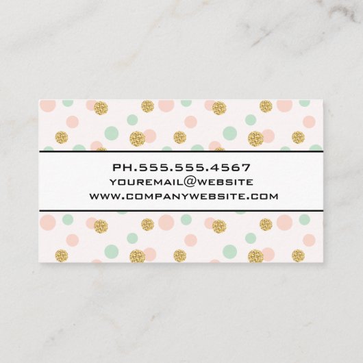 Glitter Polka Dot Pattern Visitekaartje (Achterkant)