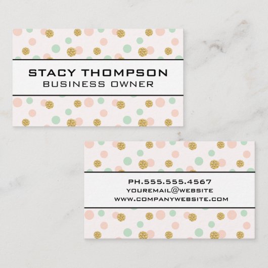 Glitter Polka Dot Pattern Visitekaartje (Voorkant / Achterkant)